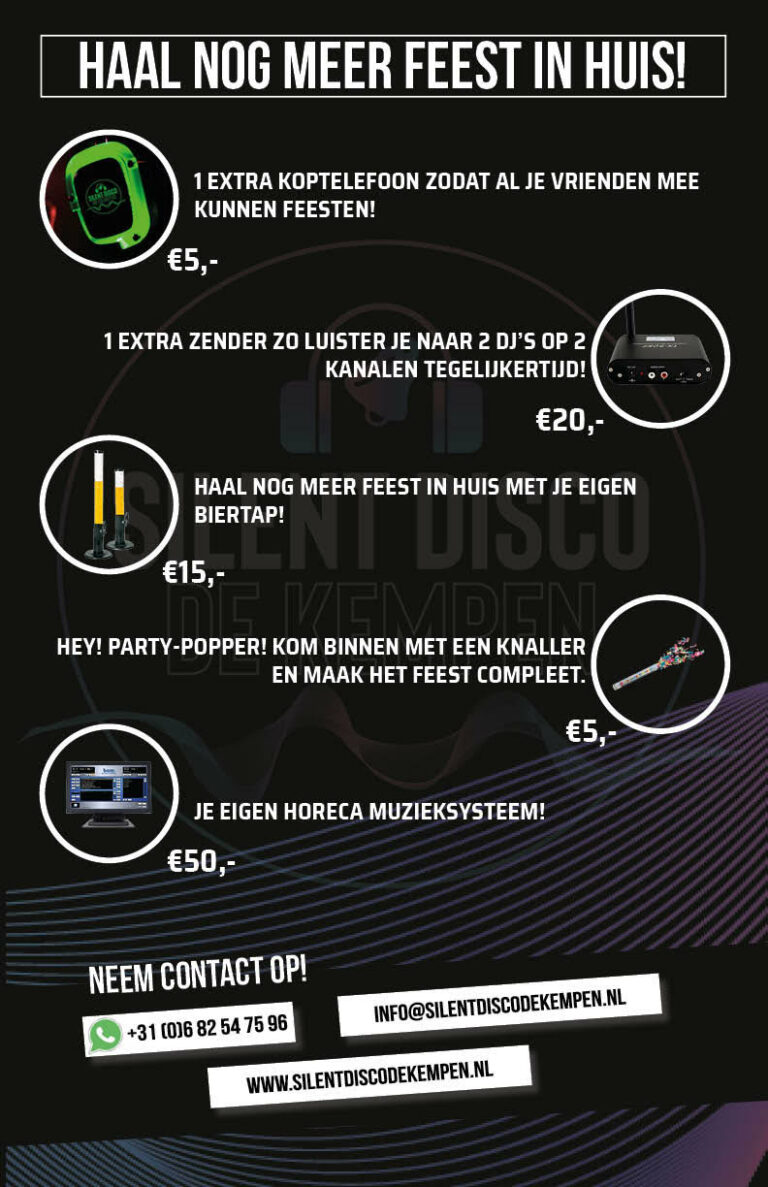 Extra mogelijkheden Silent Disco de Kempen